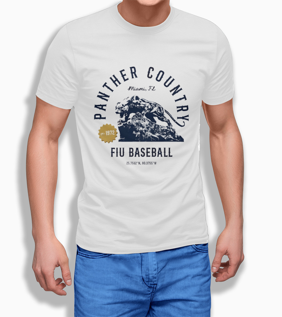 Panther Country FIU Baseball Miami FL 1972 Coordinates T-Shirt
