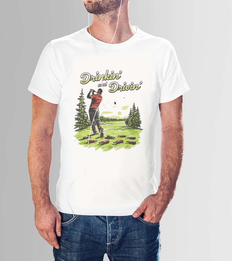 Drinkin' And Drivin' Golfer With Bottles On Golf Course T-Shirt