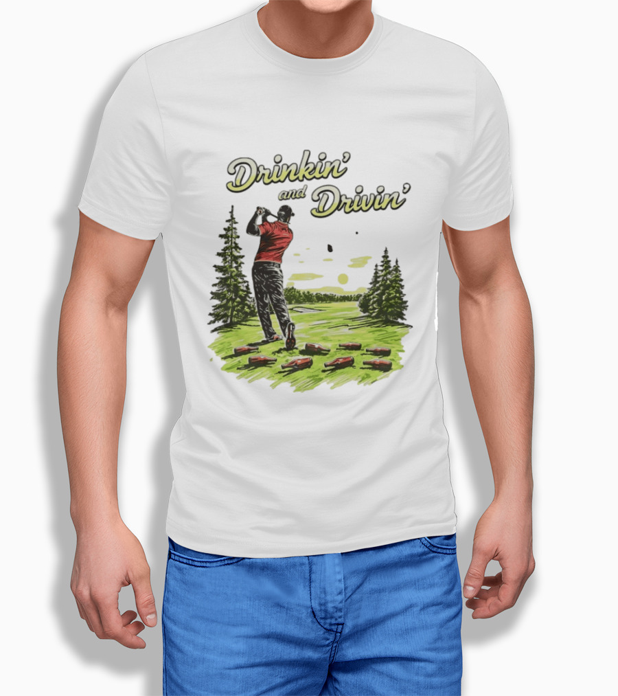 Drinkin' And Drivin' Golfer With Bottles On Golf Course T-Shirt