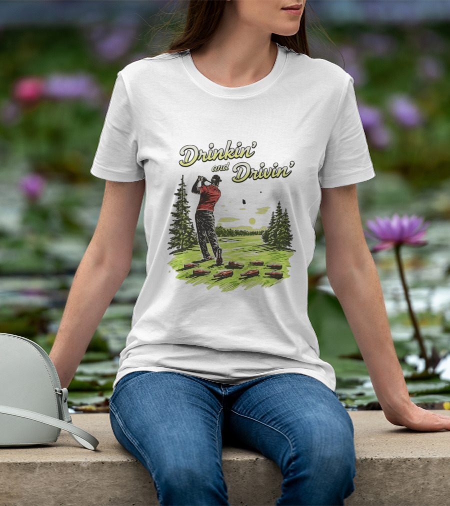 Drinkin' And Drivin' Golfer With Bottles On Golf Course T-Shirt