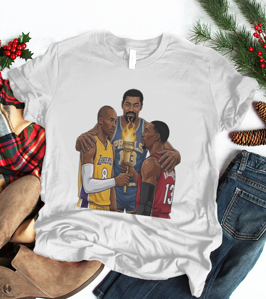 Wilt Chamberlain Kobe Bryant Lakers Bam Adebayo Miami Heat Passing The Torch T-Shirt