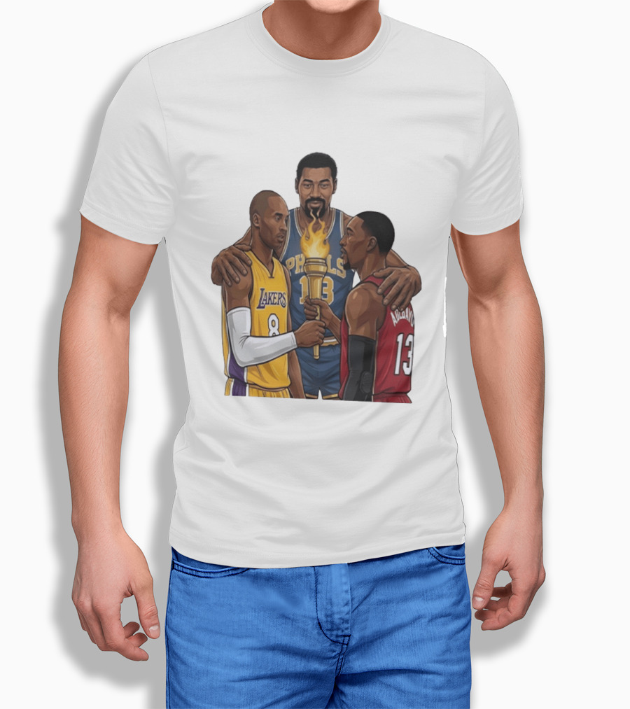Wilt Chamberlain Kobe Bryant Lakers Bam Adebayo Miami Heat Passing The Torch T-Shirt