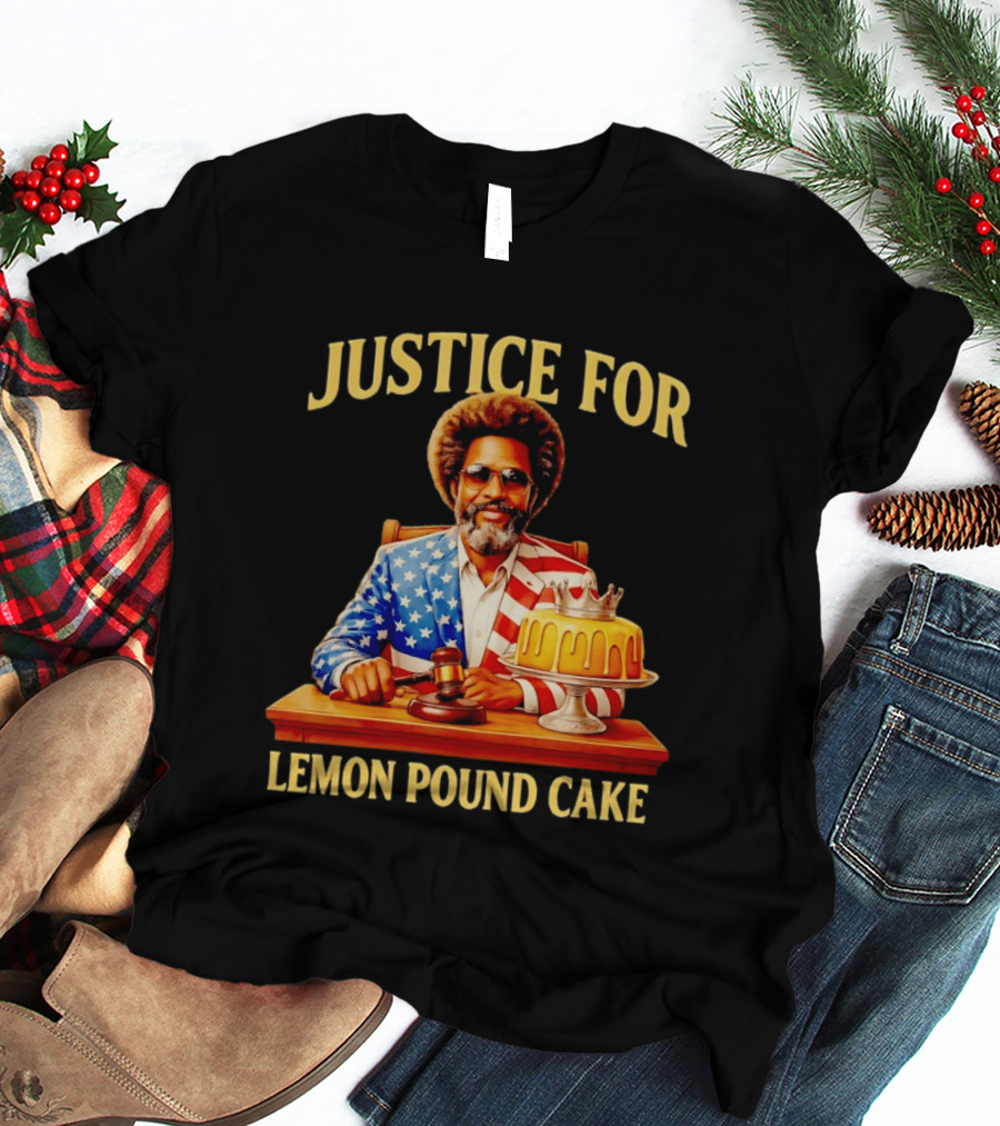 Justice For Lemon Pound Cake Meme Retro Style Judge With Gavel And Patriotic Suit T-Shirt