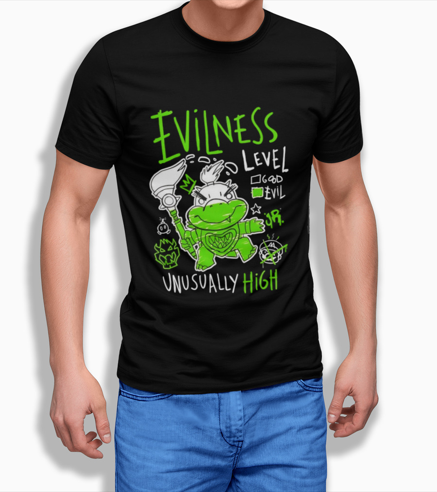 Baby Bowser Evilness Level Unusually High Mischievous Green T-Shirt