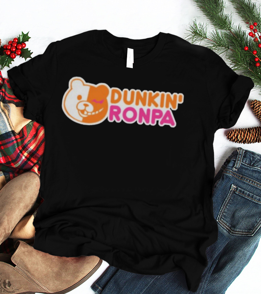 Dunkin' Ronpa Bear Face Graphic Brian Beacock T-Shirt