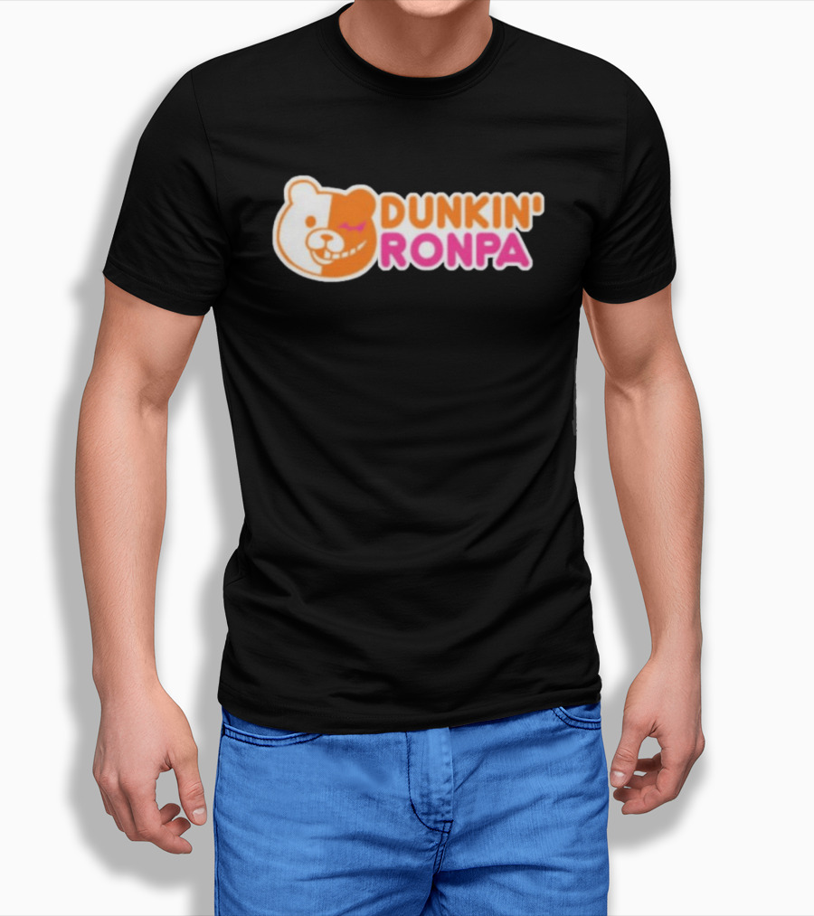 Dunkin' Ronpa Bear Face Graphic Brian Beacock T-Shirt