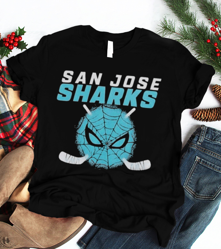 San Jose Sharks Spider Hockey Mask T-Shirt