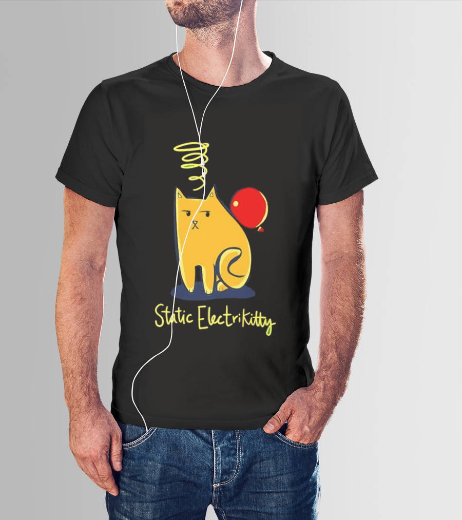 Static Electricity Cat Balloon Fun T-Shirt