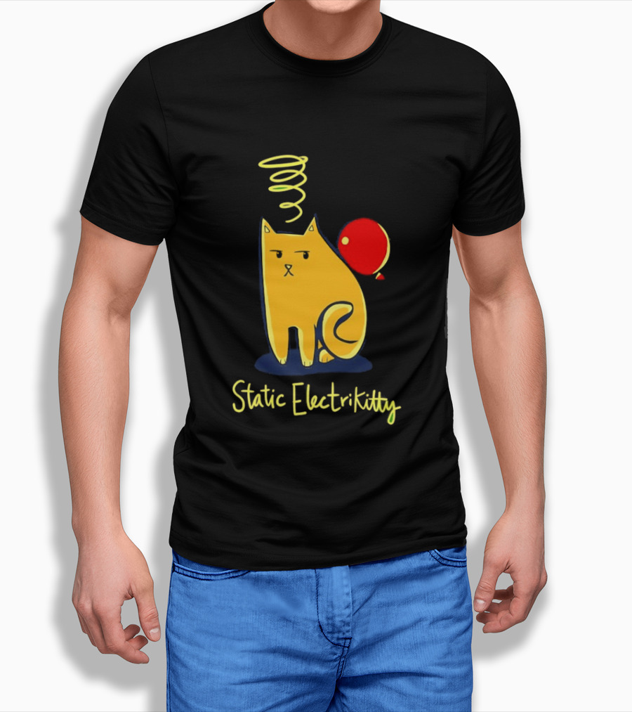 Static Electricity Cat Balloon Fun T-Shirt