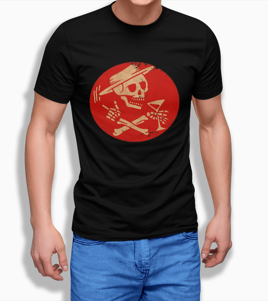 Social Distortion Skeleton Skull With Hat And Martini T-Shirt