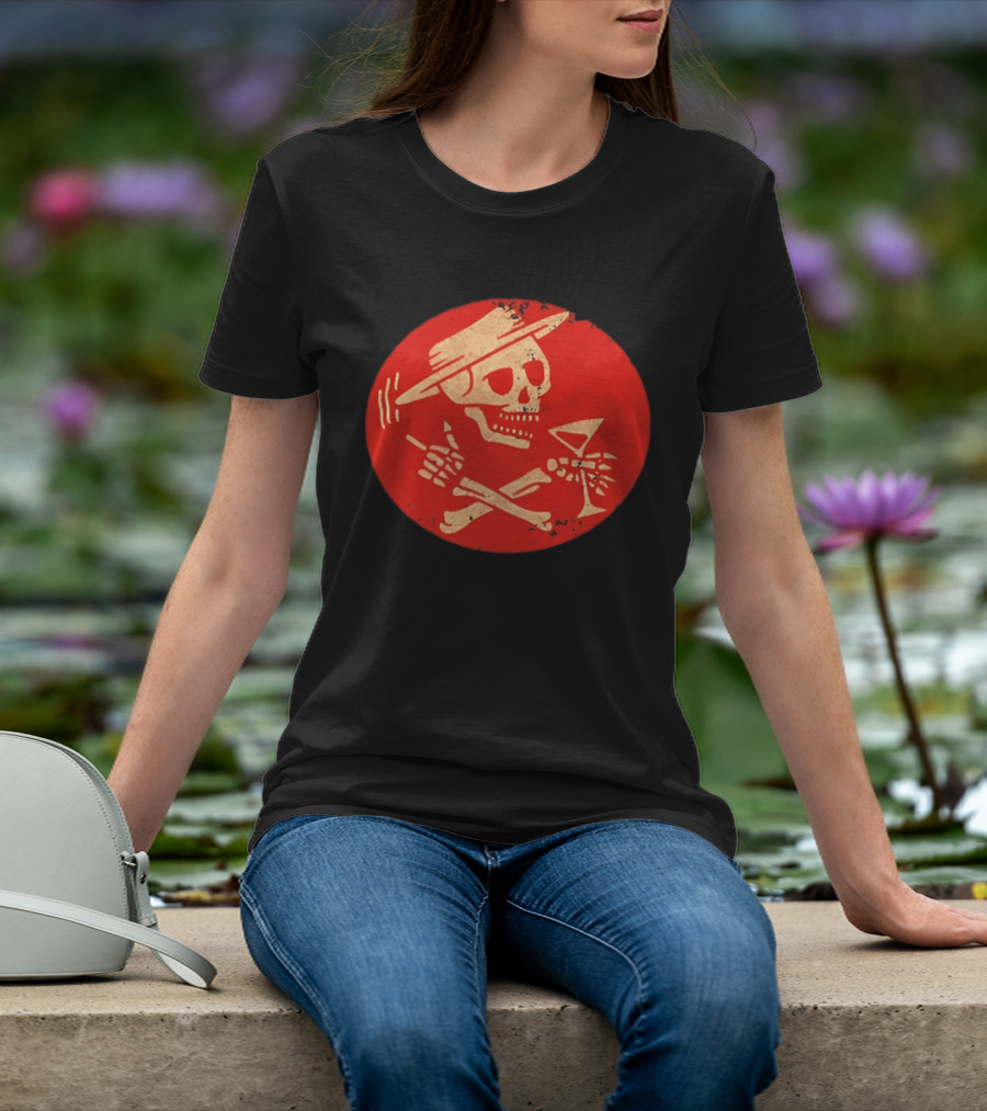 Social Distortion Skeleton Skull With Hat And Martini T-Shirt