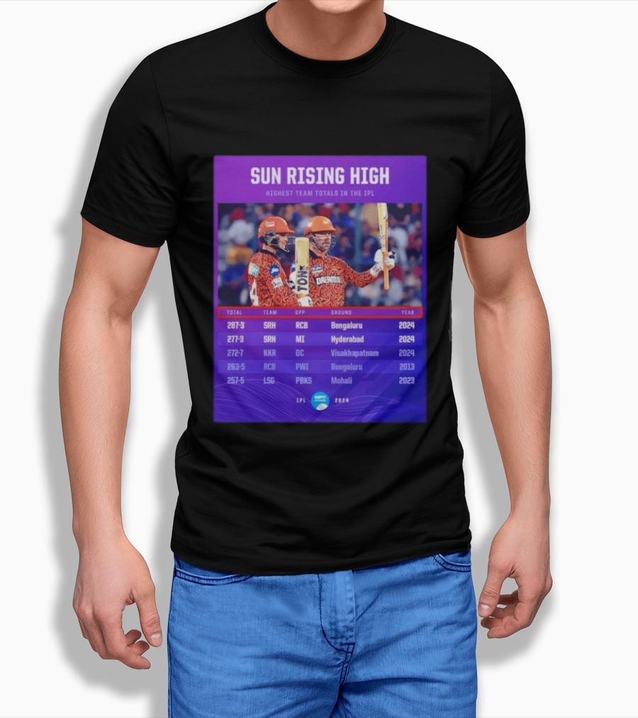 Sun Rising High SRH Highest Team Totals IPL 2024 Bengaluru Hyderabad Visakhapatnam Mohali T-Shirt
