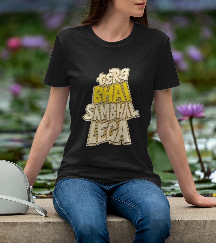 Tera Bhai Sambhal Lega Bold Yellow White T-Shirt