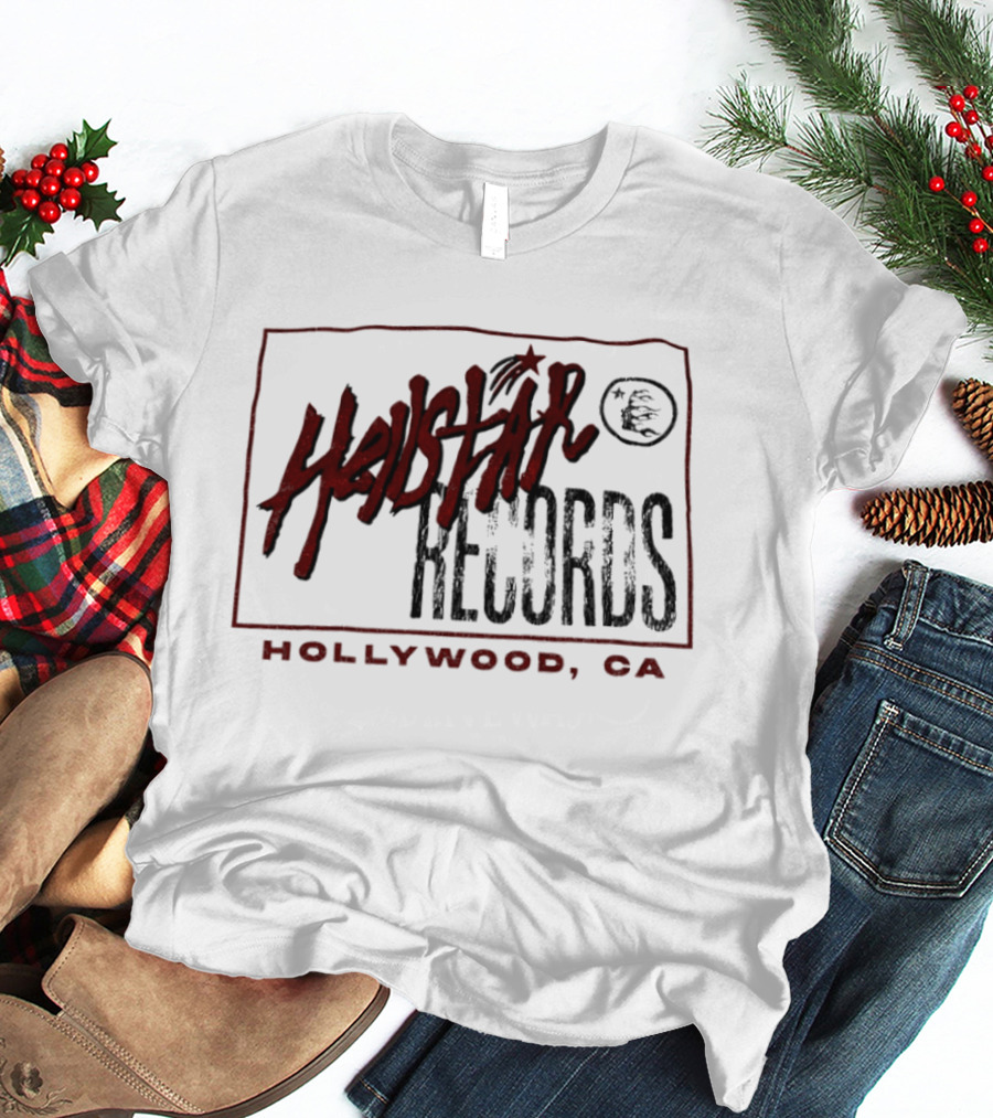 Hellstar Records Hollywood CA Music Icon With Red Star And Globe T-Shirt