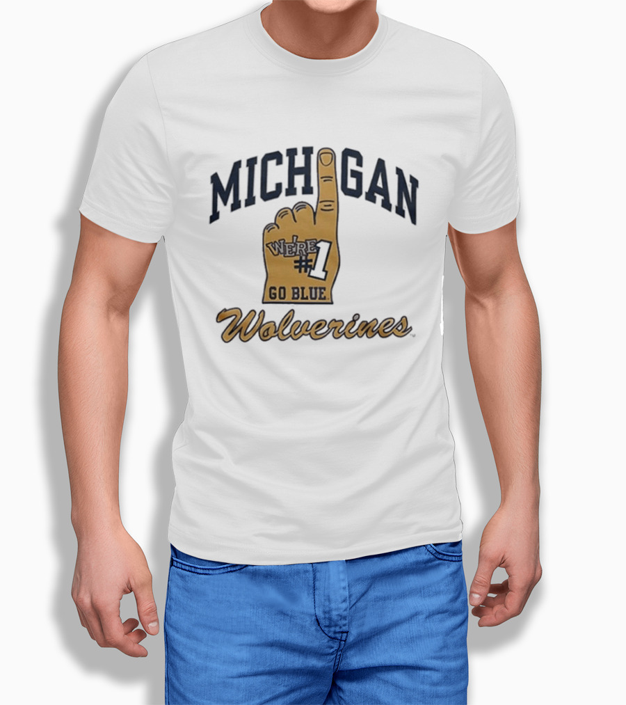 Michigan Wolverines Number One Foam Finger Go Blue T-Shirt