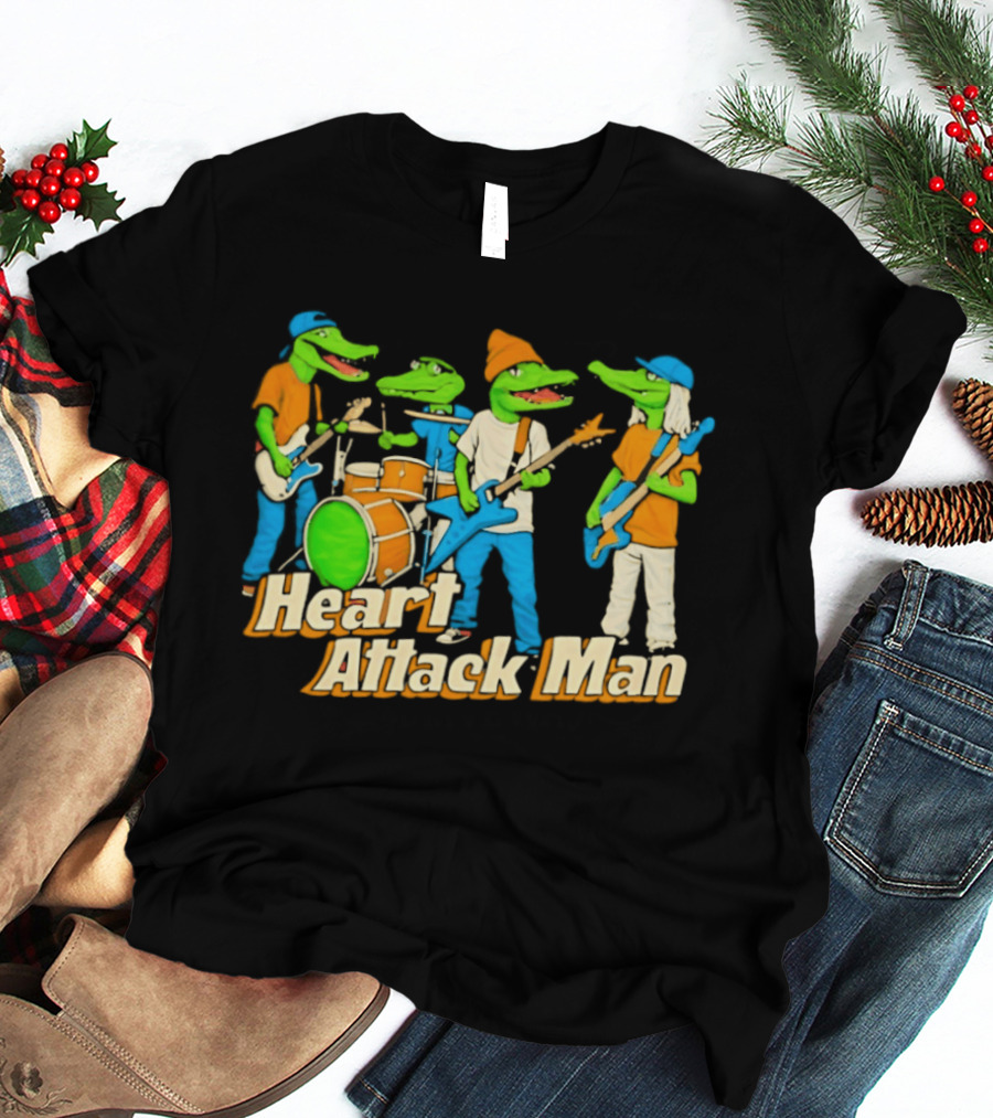 Heart Attack Man Gator Band Playing Music T-Shirt