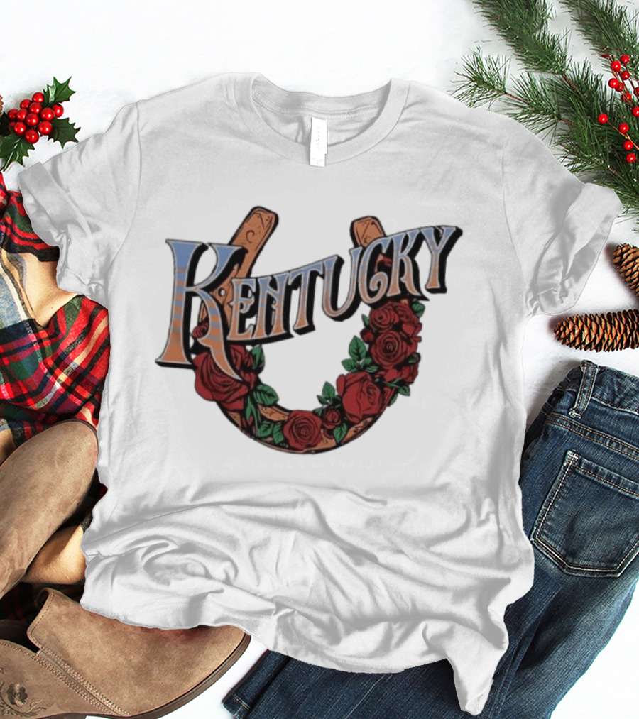 Kentucky Race For The Roses Horseshoe Rose Wreath T-Shirt
