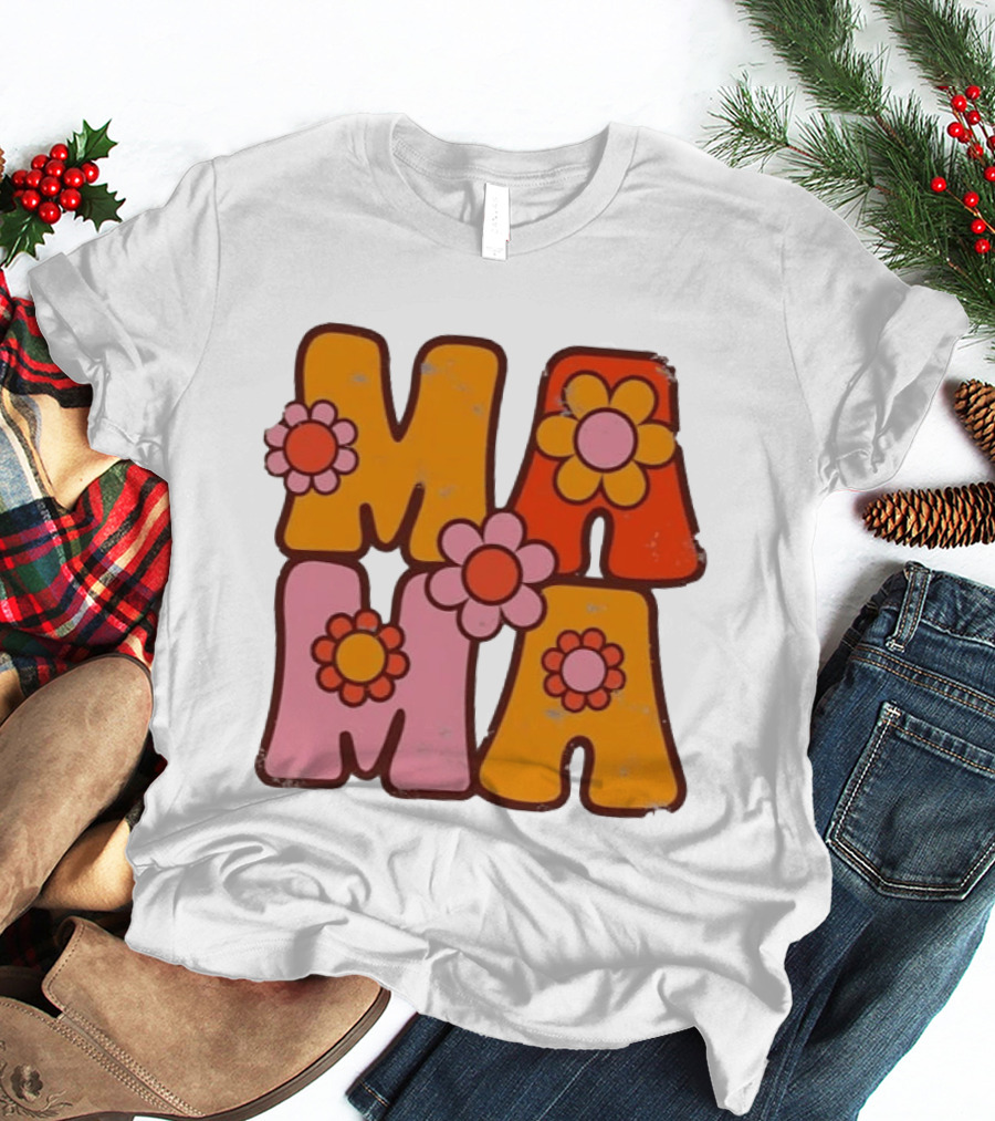 Mama Flower Power Retro Mother's Day Vintage Florals T-Shirt
