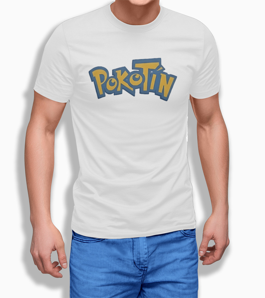 Pokotin Font Style Text In Yellow And Blue T-Shirt