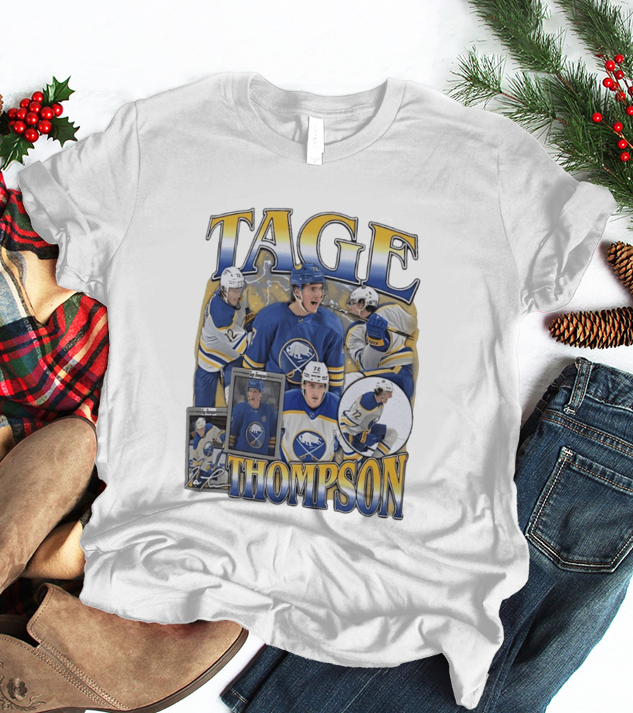Tage Thompson 72 Buffalo Sabres Ice Hockey Player Action Collage T-Shirt