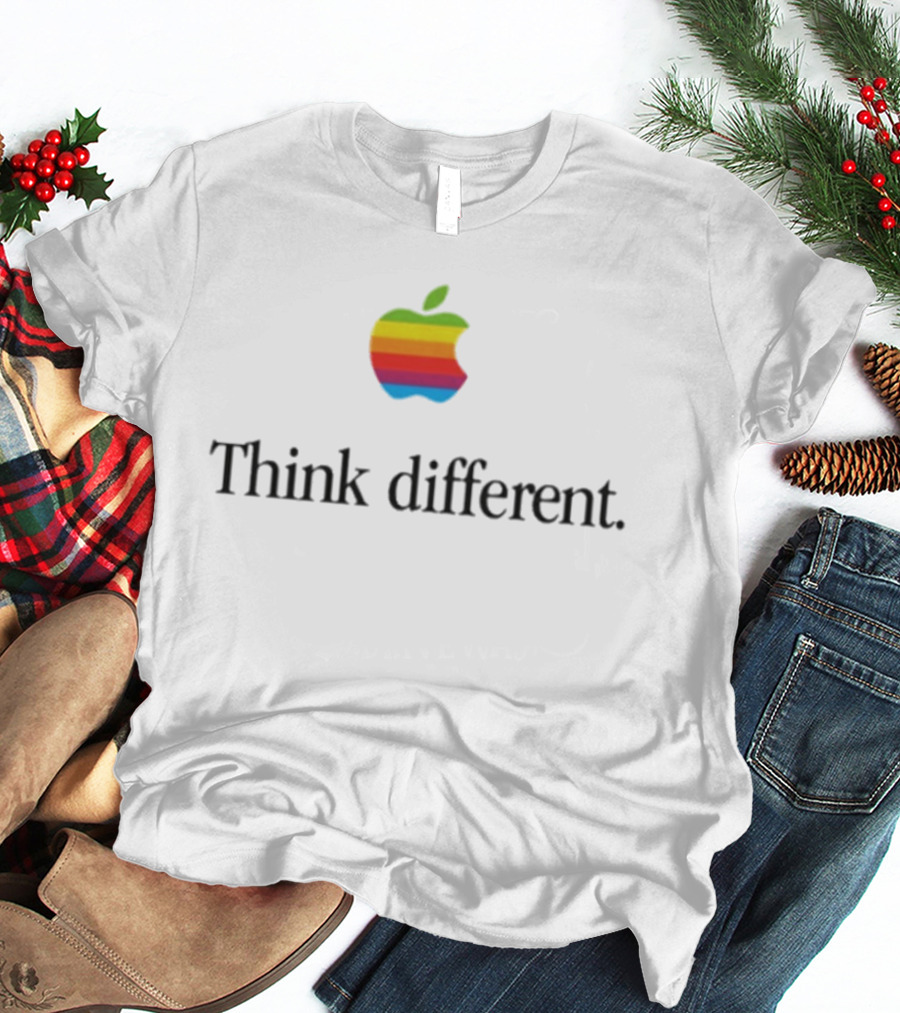 Think Different Apple Rainbow Logo Retro Tech T-Shirt