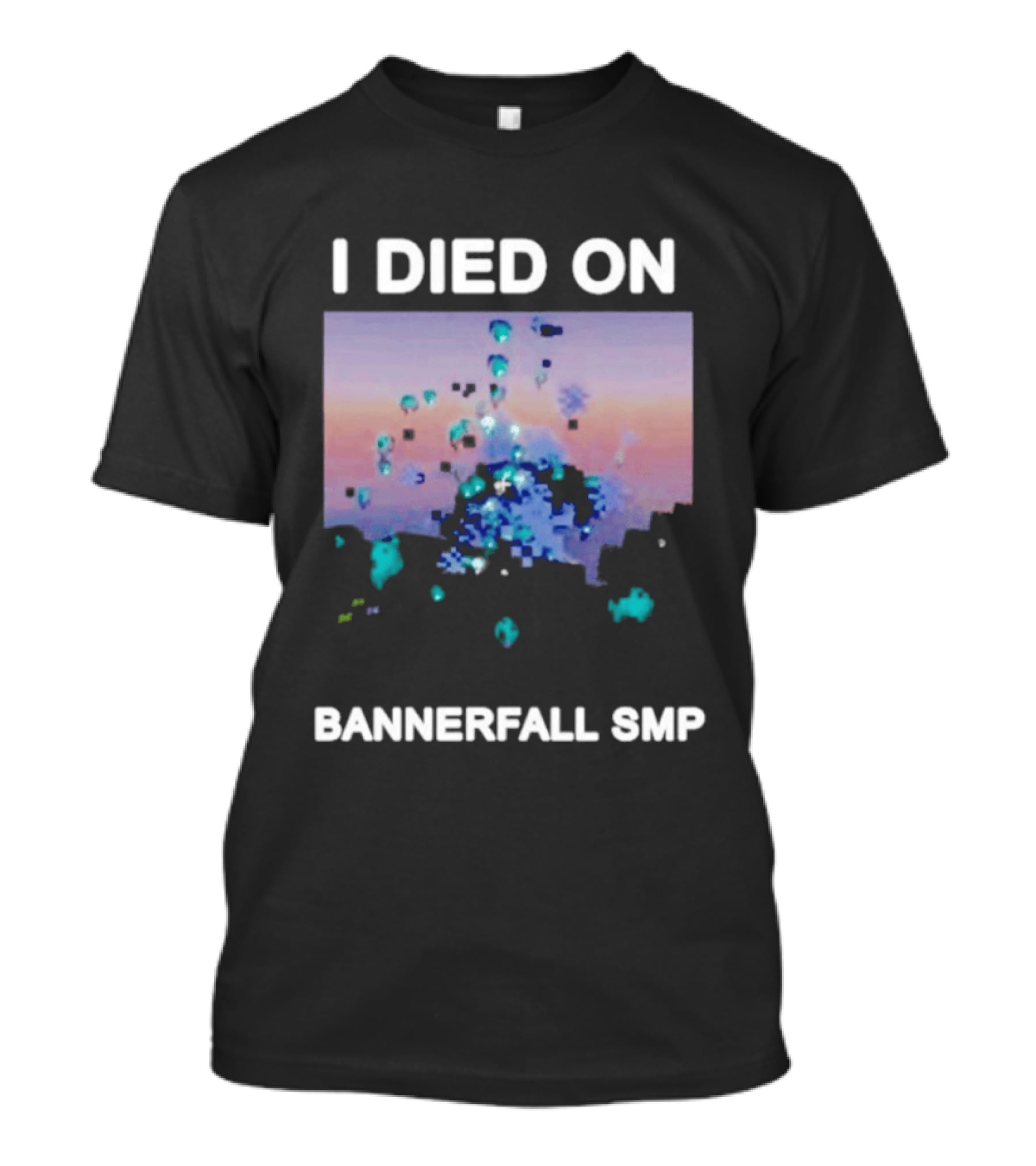 I Died On Bannerfall SMP Colorful Abstract Pixel Explosion T-Shirt