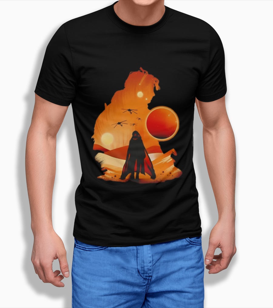 Dune The Final Sand Battle Epic Desert Scene With Hero And Sun T-Shirt