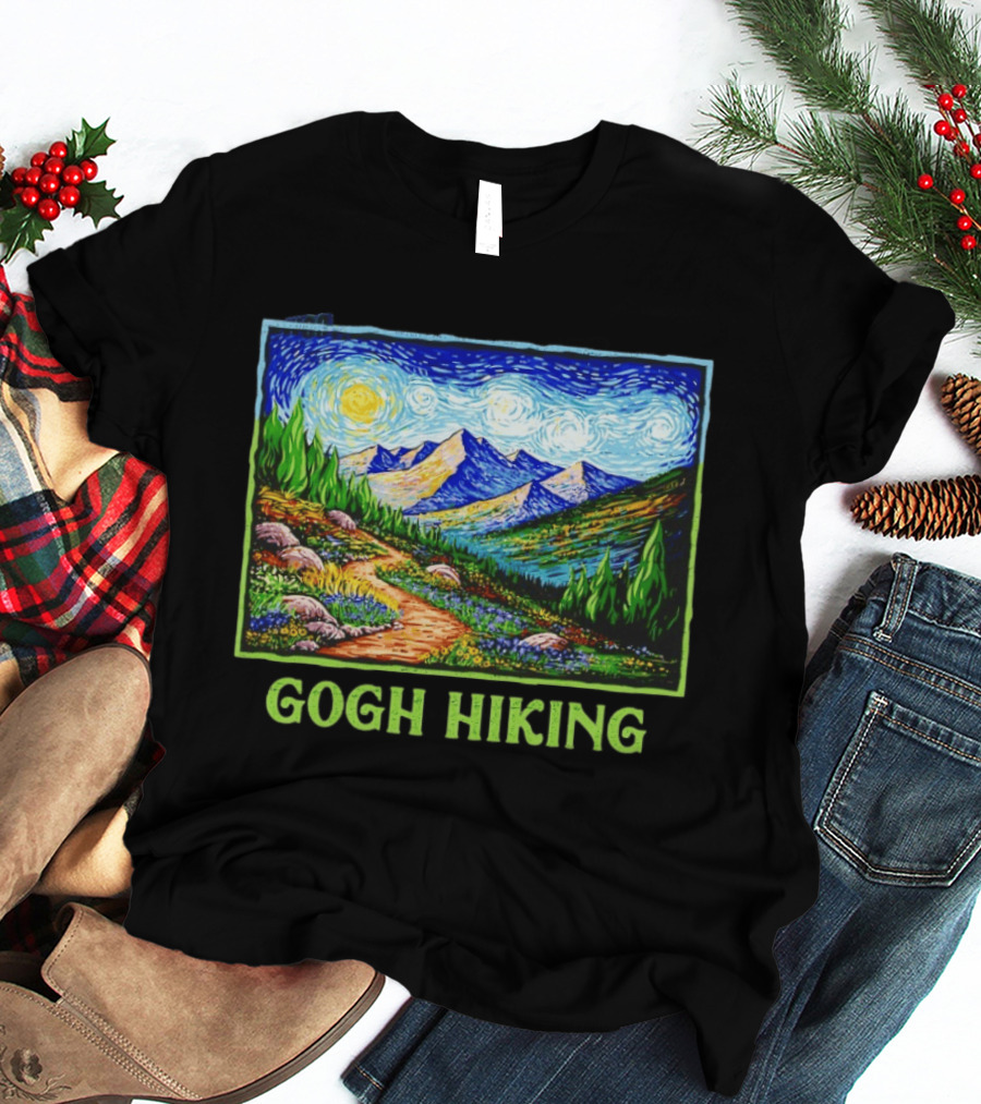 Van Gogh Starry Night Hiking Adventure T-Shirt