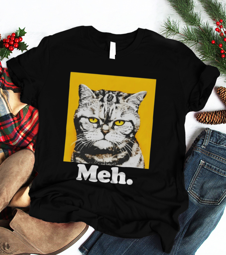 Meh Angry Cat With Yellow Eyes T-Shirt