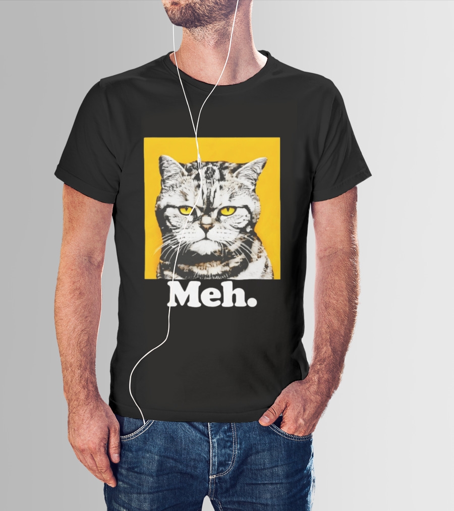 Meh Angry Cat With Yellow Eyes T-Shirt
