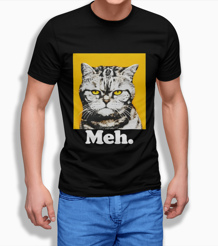Meh Angry Cat With Yellow Eyes T-Shirt
