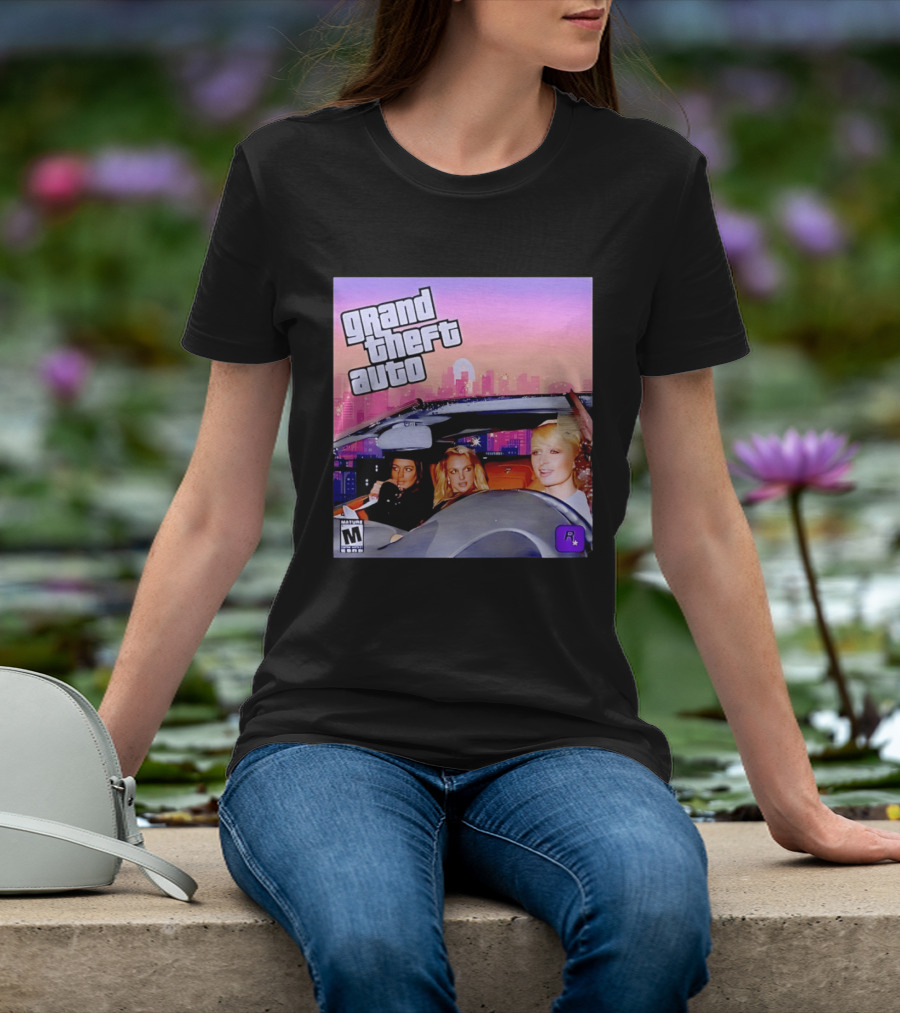 Grand Theft Auto Cover Paris And Britney Driving T-Shirt