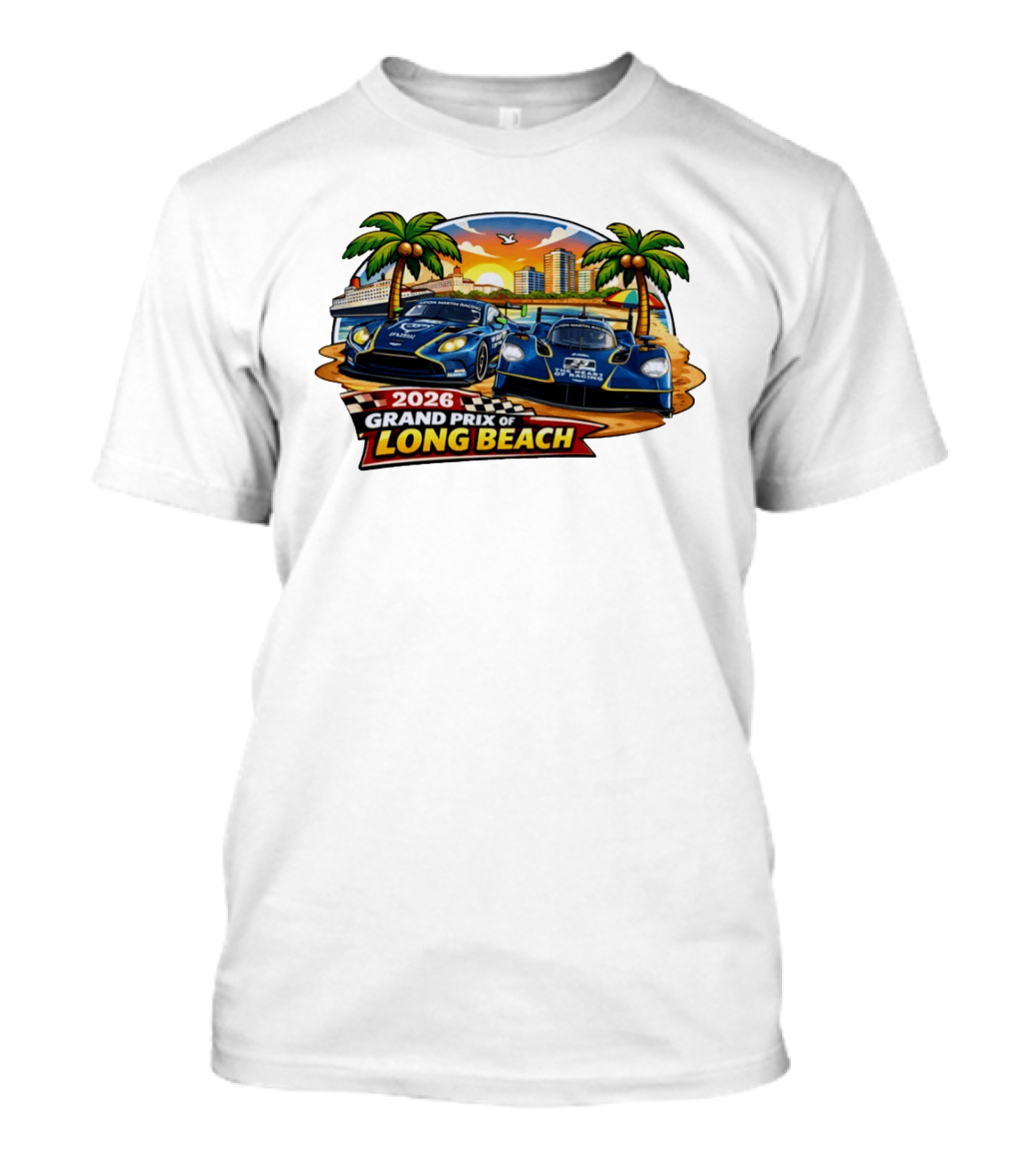 2026 Aston Martin Racing Valkyrie Grand Prix Of Long Beach Sunset Scene T-Shirt