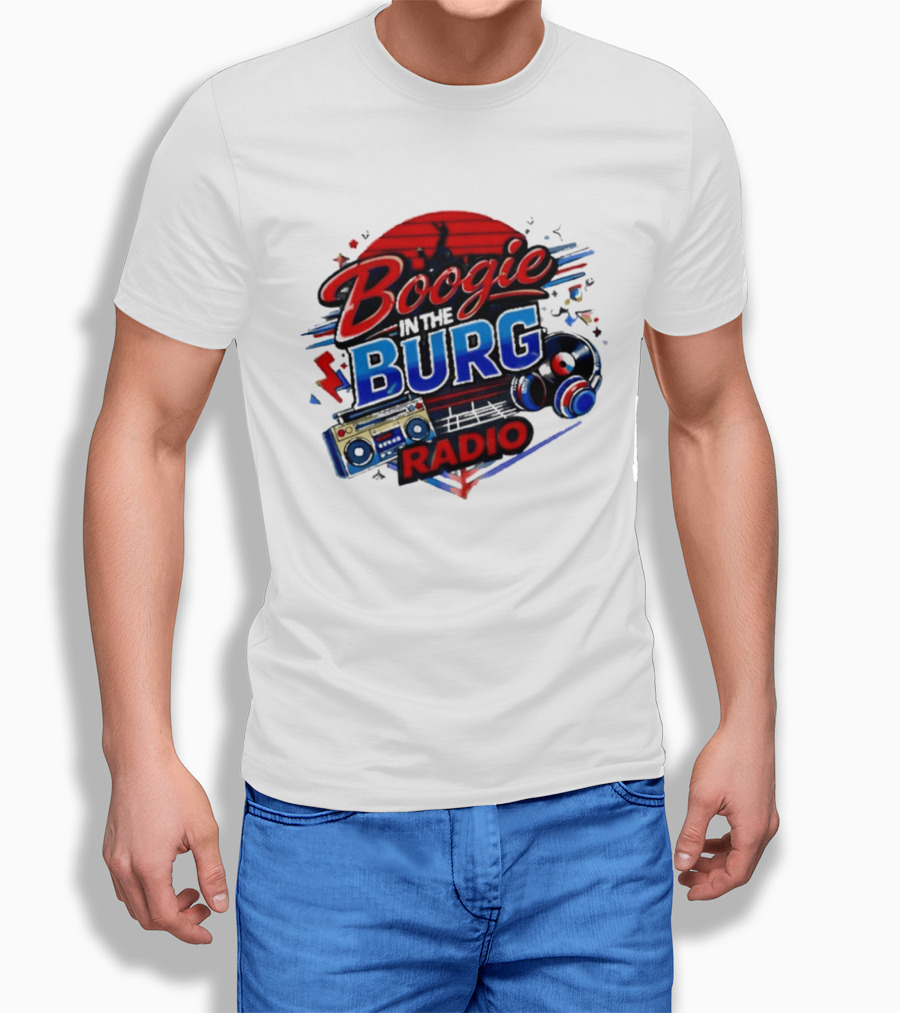 Boogie In The Burg Radio Music Headphones Boombox Dance T-Shirt
