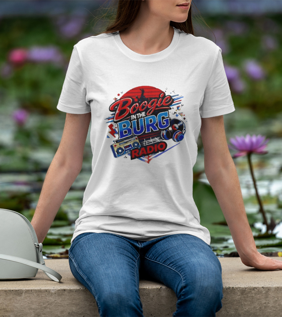 Boogie In The Burg Radio Music Headphones Boombox Dance T-Shirt