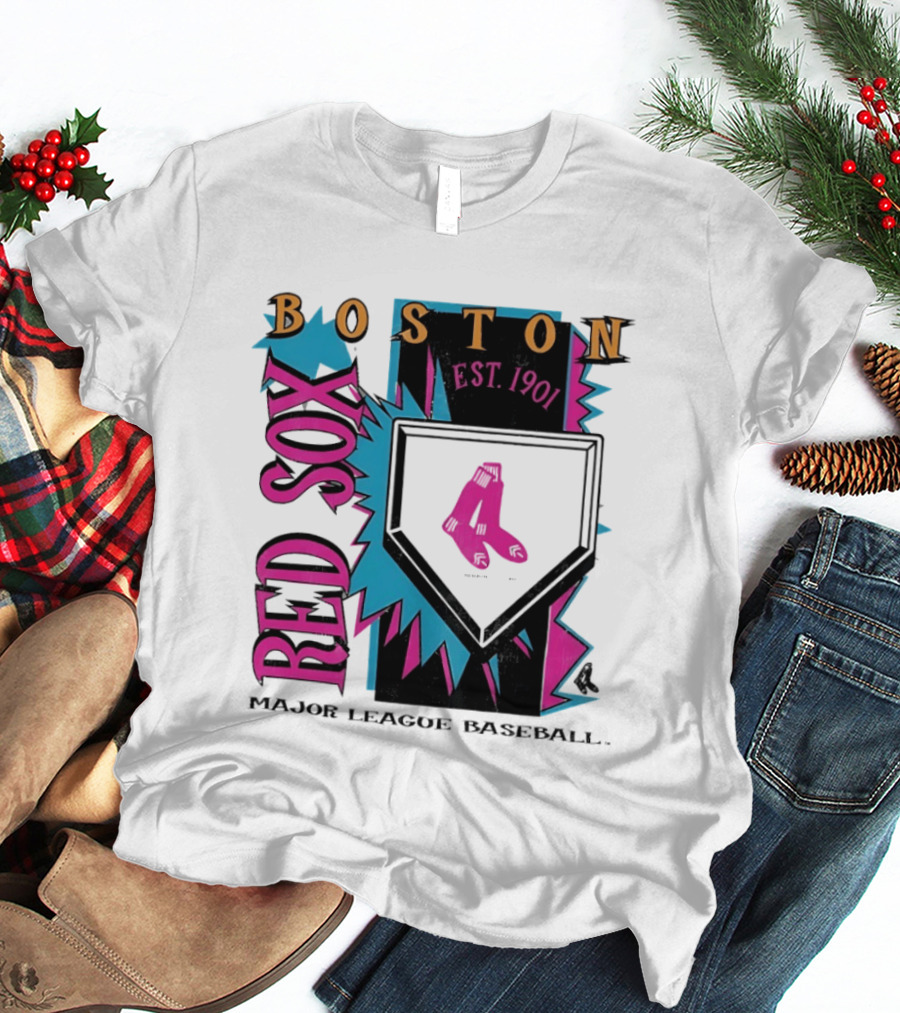 Boston Red Sox Major League Baseball Neon Cooperstown Est 1901 T-Shirt