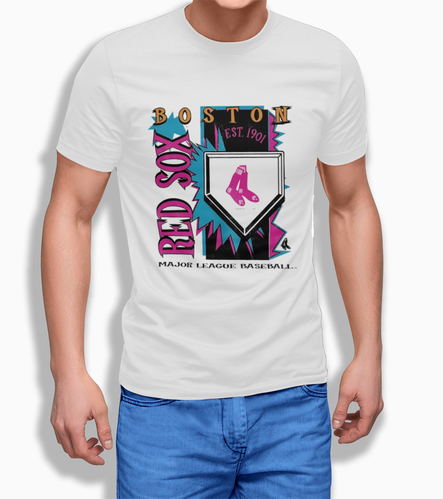 Boston Red Sox Major League Baseball Neon Cooperstown Est 1901 T-Shirt