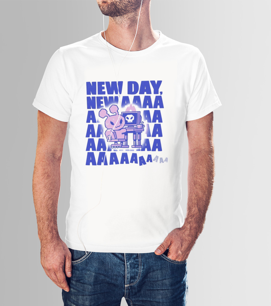 New Day New AAAAA Bunny Computer Screen T-Shirt