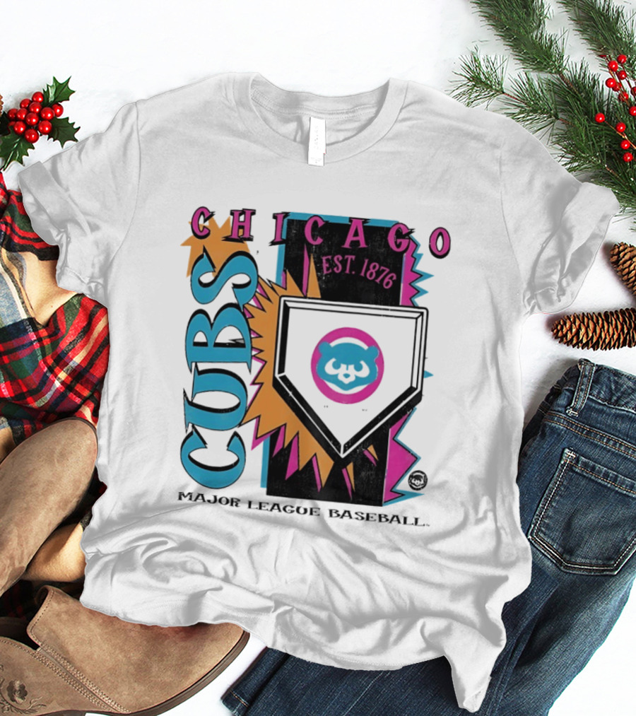 Chicago Cubs Major League Baseball Cooperstown Neon Field Est 1876 T-Shirt
