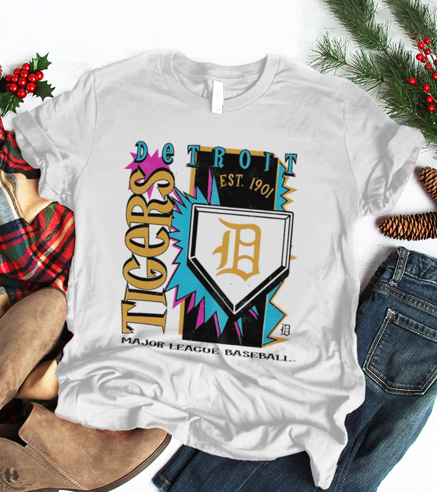 Detroit Tigers Major League Baseball Neon Cooperstown Est 1901 T-Shirt