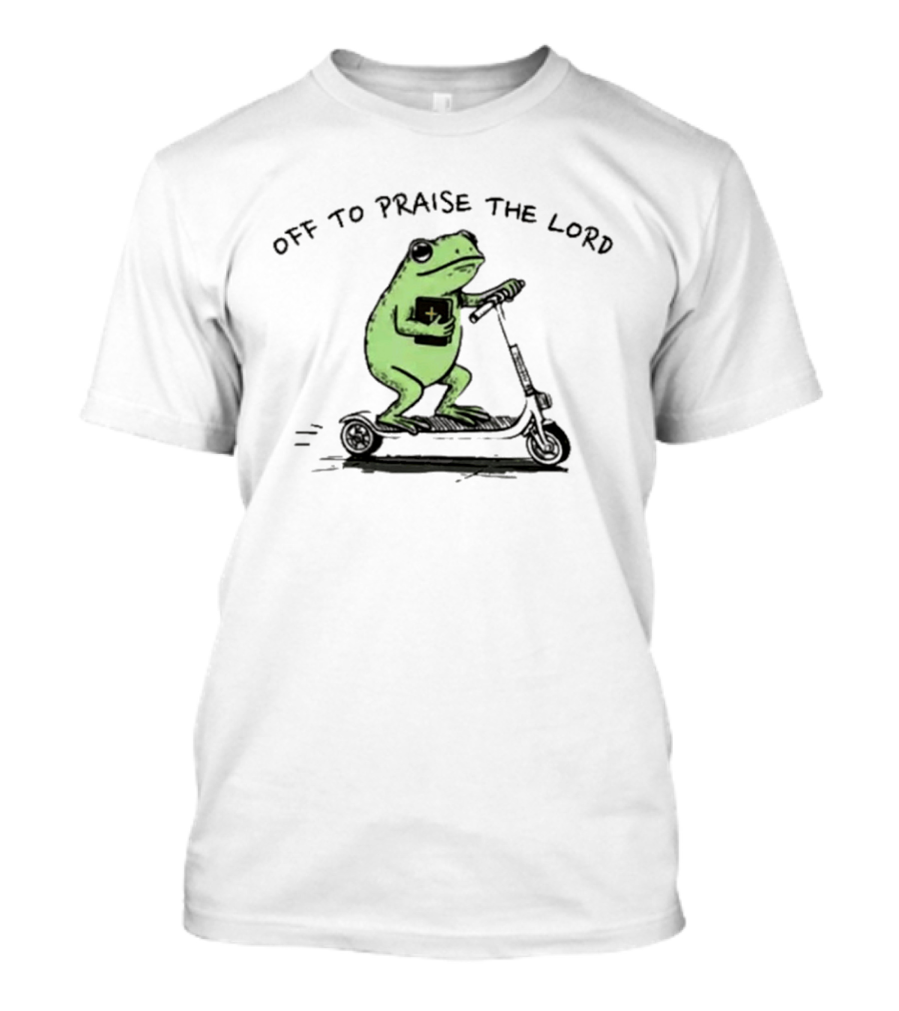 Off To Praise The Lord Frog Bible Study Scooter T-Shirt