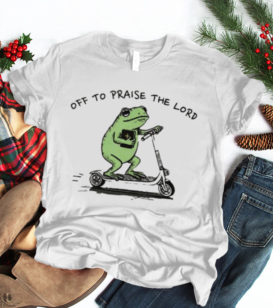 Off To Praise The Lord Frog Bible Study Scooter T-Shirt