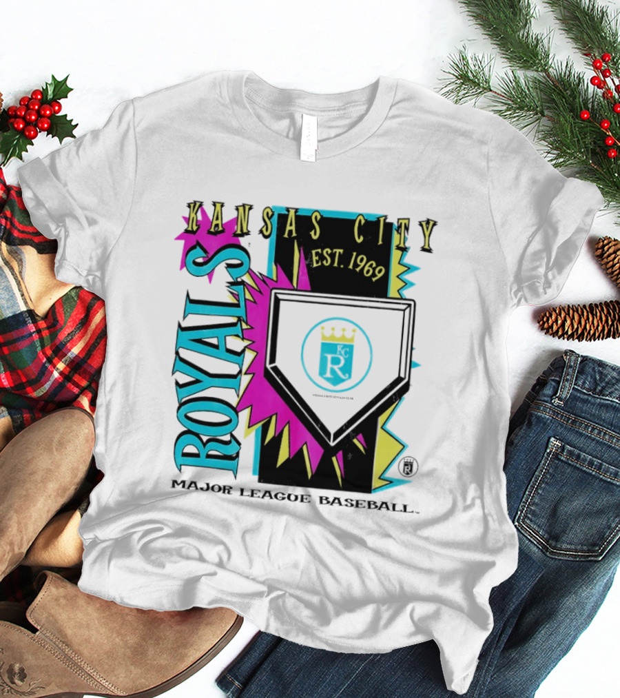 Kansas City Royals MLB Cooperstown Neon Field Shock Est 1969 Major League Baseball T-Shirt
