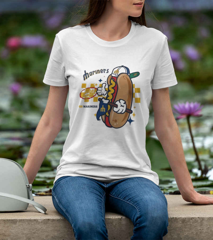 Mariners World Famous Hot Dog Mascot With Baseball T-Shirt