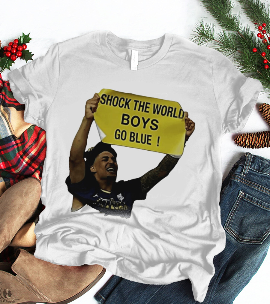 Shock The World Boys Go Blue Michigan Wolverines Basketball 2026 T-Shirt