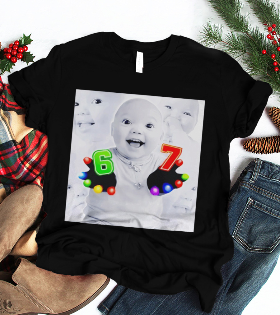 Gloving 67 Meme Baby With Light Up Six And Seven Numbers T-Shirt