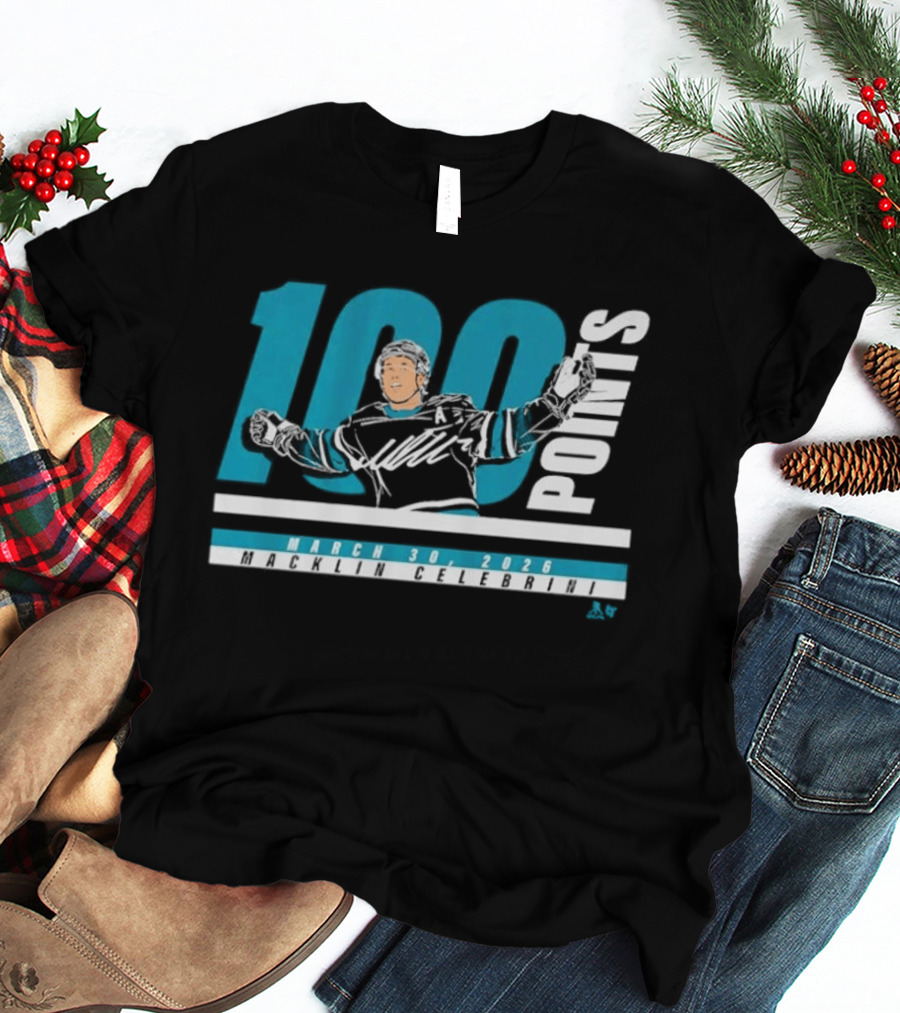 Macklin Celebrini 100 Points March 30 2026 T-Shirt