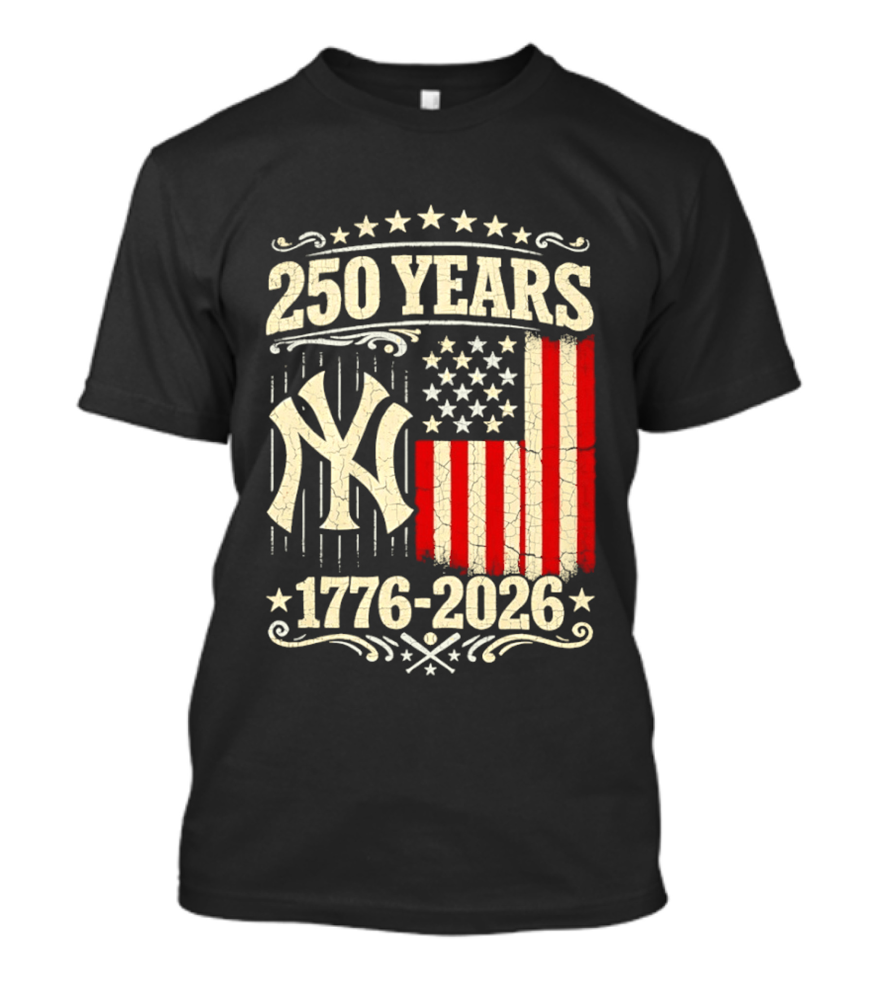 New York Yankees 250 Years USA Anniversary 1776 2026 Celebration T-Shirt