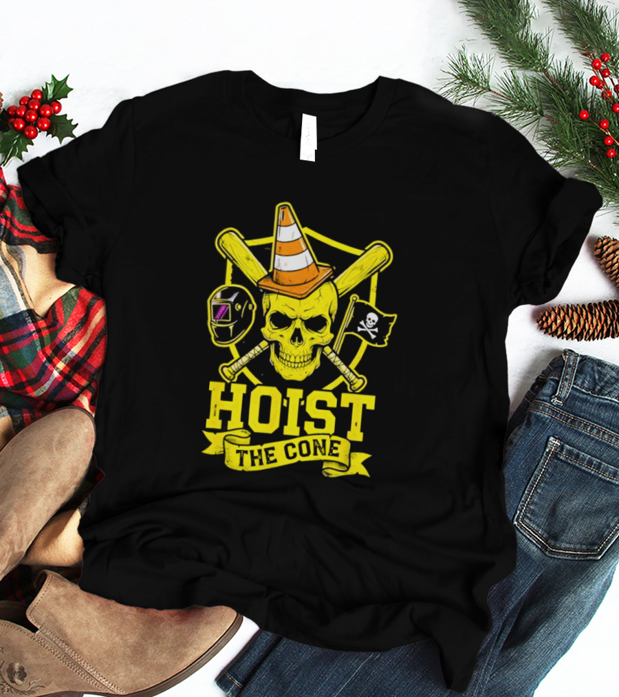 Hoist The Cone Pirate Skull Traffic Cone Baseball Crossbones T-Shirt
