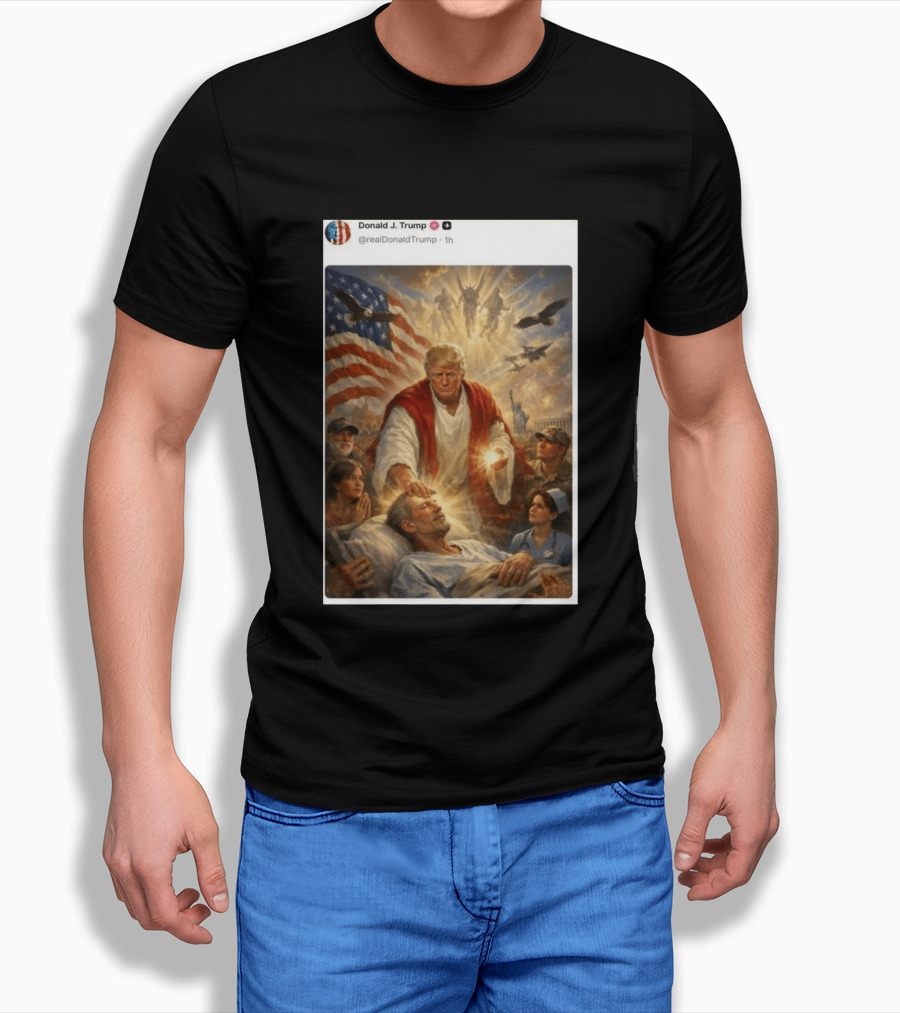 Pope Leo XIV President Trump Jesus Christ 2026 American Flag Healing T-Shirt